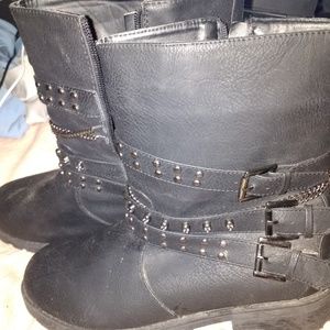 Torrid Black Skull Boots Sz 10